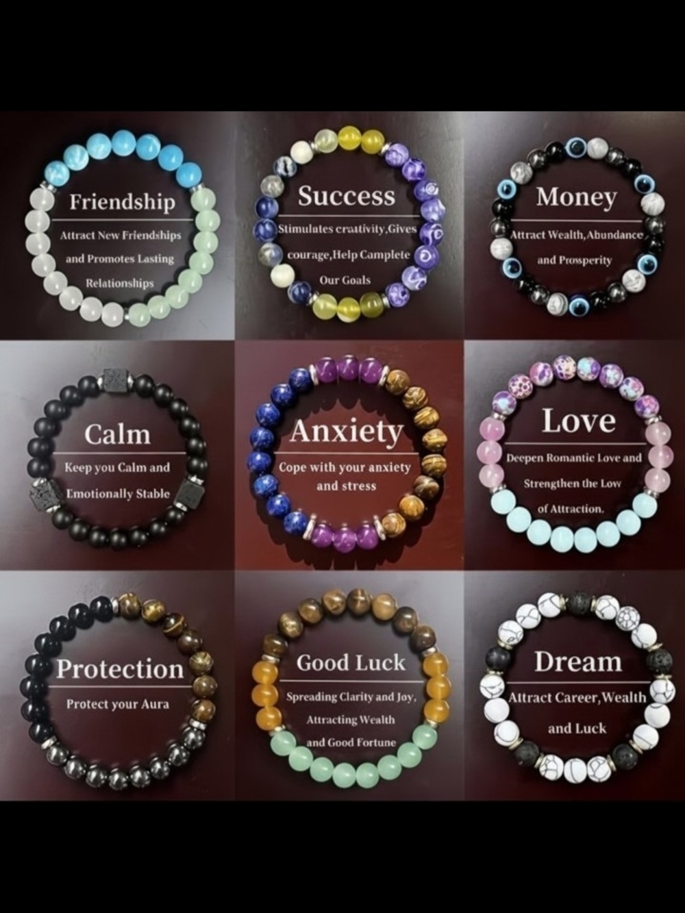 Title: Natural Gemstone Crystal Stretch Bracelet | Choose Your Intention